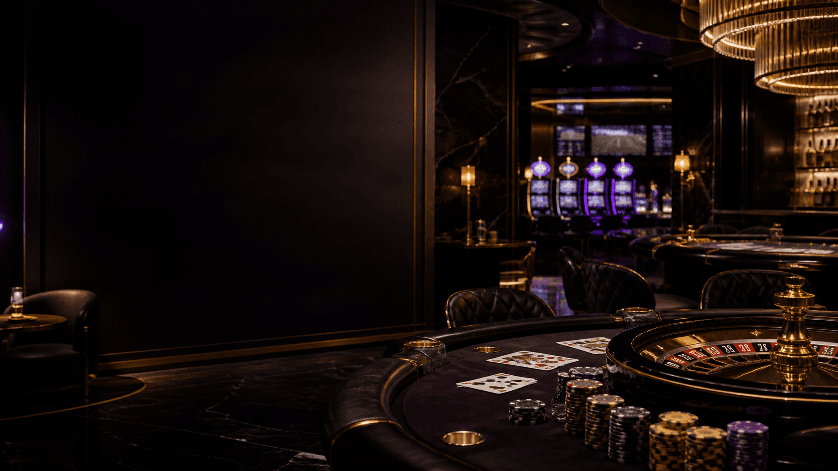 Premium gaming lounge table at night